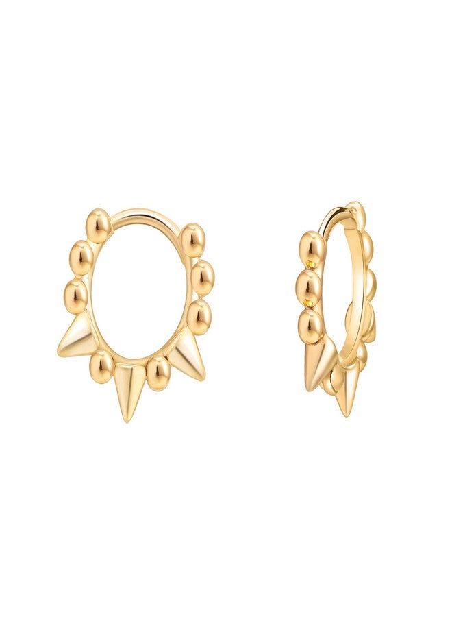 SANNYRA Spike Hoop Earrings for Women, Small Huggie Hoop Earrings 14K Gold Plated Hypoallergenic Minimalist Ear Jewelry - Image 1